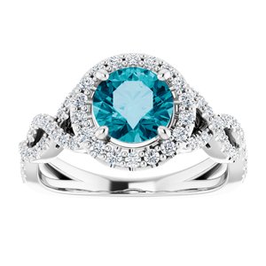 14K White 6.5 mm Round Infinity-Inspired Halo-Style Engagement Ring Mounting