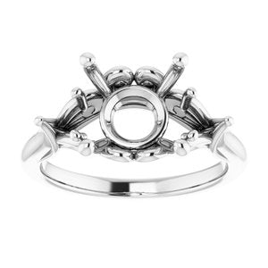 14K White 10 mm Round Engagement Ring Mounting