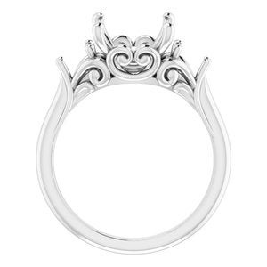 14K White 10 mm Round Engagement Ring Mounting