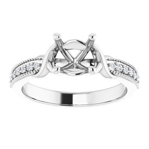 14K White 6.5 mm Round 1/10 CTW Diamond Semi-Set Engagement Ring