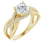 18K White 7 mm Cushion Engagement Ring Mounting