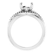 18K White 7 mm Cushion Engagement Ring Mounting