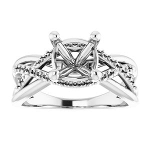 18K White 7 mm Cushion Engagement Ring Mounting