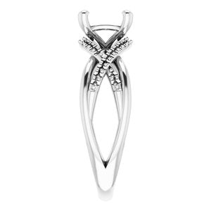 18K White 7 mm Cushion Engagement Ring Mounting
