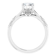 14K White 6.5 mm Round Solitaire Engagement Ring Mounting