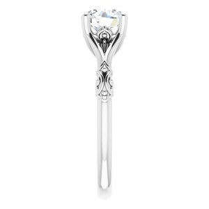 14K White 6.5 mm Round Solitaire Engagement Ring Mounting