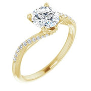 14K White 5.2 mm Round Engagement Ring Mounting