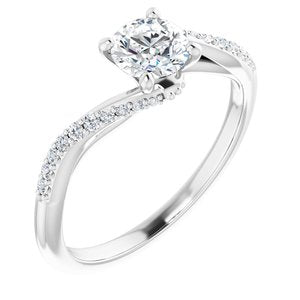 14K White 5.2 mm Round Engagement Ring Mounting