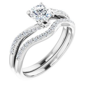 14K White 5.2 mm Round Engagement Ring Mounting