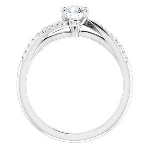 14K White 5.2 mm Round Engagement Ring Mounting