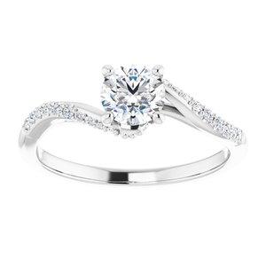 14K White 5.2 mm Round Engagement Ring Mounting