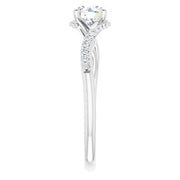 14K White 5.2 mm Round Engagement Ring Mounting