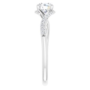 14K White 5.2 mm Round Engagement Ring Mounting