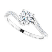 14K White 5.2 mm Round Engagement Ring Mounting