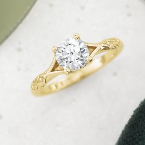 14K White 6.5 mm Round Solitaire Engagement Ring Mounting