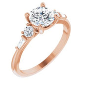 14K Rose 6.5 mm Round 1/3 CTW Natural Diamond Semi-Set Engagement Ring